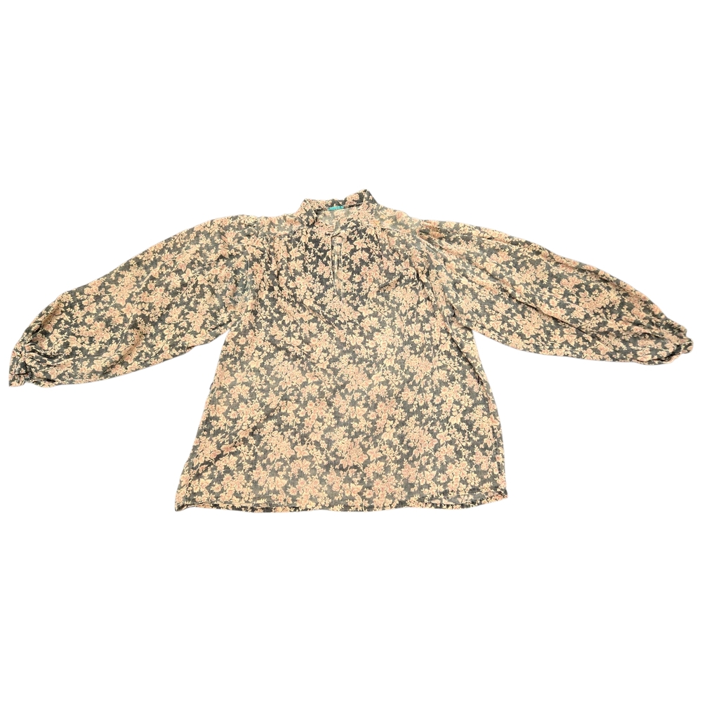 Vintage Balloon Sleeve Floral Cotton Blouse